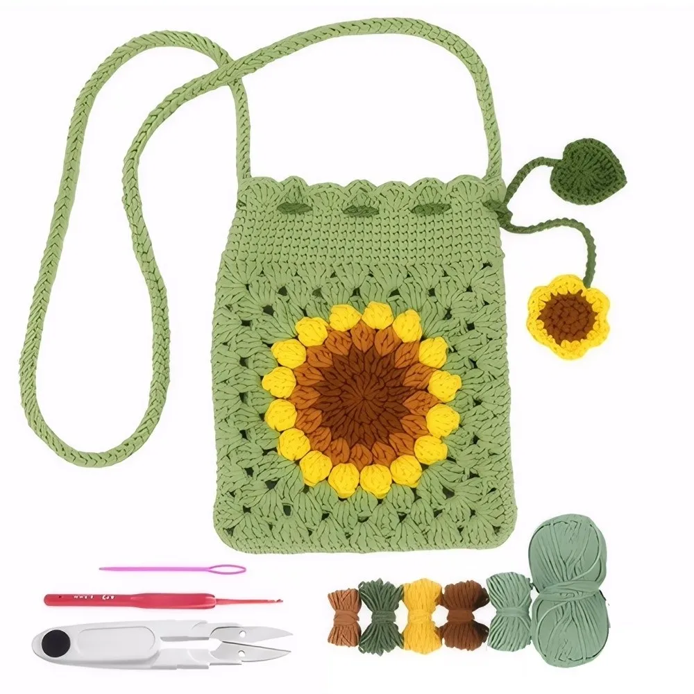 DIY Crochet Crossbody Bag Knitted Flower Polyester DIY Crocheting Material Package Drawstring Crochet Yarn Coin Purse Beginners
DIY Crochet Crossbody Bag Knitted Flower Polyester DIY Crocheting Material Package Drawstring Crochet Yarn Coin Purse Beginners