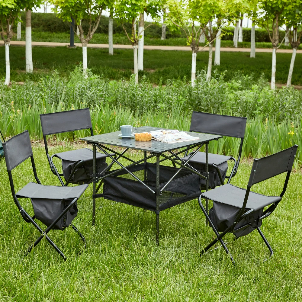 Set of 5, Folding Outdoor Table and Chairs Set for Indoor, Outdoor Camping, Picnics, Beach,Backyard, BBQ, Party, Patio, Black/Gr
Set of 5, Folding Outdoor Table and Chairs Set for Indoor, Outdoor Camping, Picnics, Beach,Backyard, BBQ, Party, Patio, Black/Gr