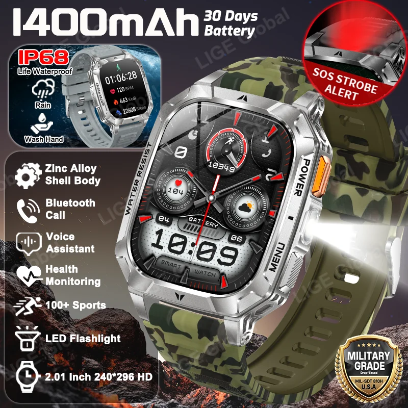 LIGE 2026 New 1400mAh Battery Smartwatch Exercise Tracker IP68 Waterproof Sports Fitness Outdoor Military Flashlight Smart Watch
LIGE 2026 New 1400mAh Battery Smartwatch Exercise Tracker IP68 Waterproof Sports Fitness Outdoor Military Flashlight Smart Watch