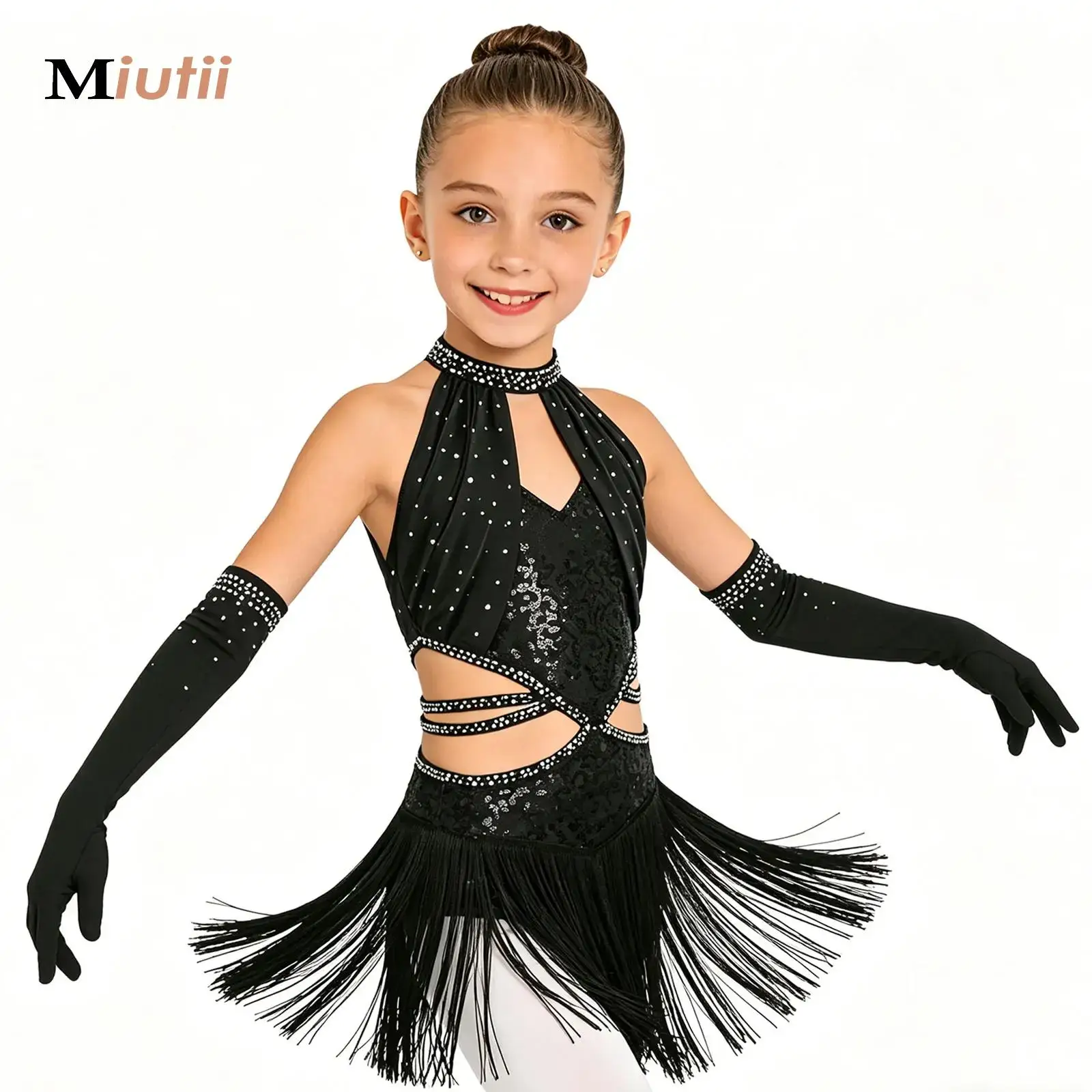 Kids Girls Tango Latin Jazz Dance Leotard Outfit Figure Skating Performance Costume Rhinestones Tassel Bodysuit+Mesh Gloves Set
Kids Girls Tango Latin Jazz Dance Leotard Outfit Figure Skating Performance Costume Rhinestones Tassel Bodysuit+Mesh Gloves Set