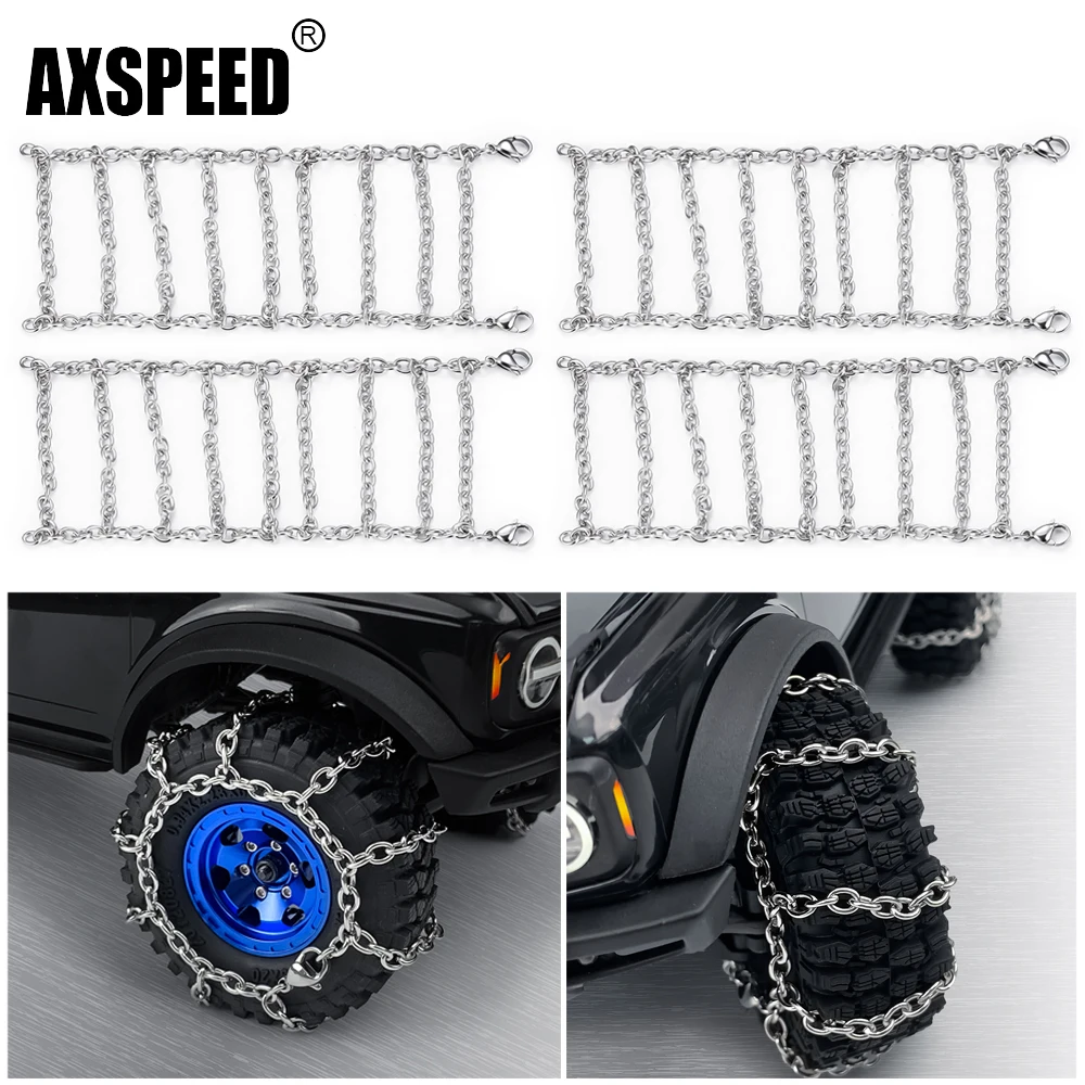 AXSPEED противоскользящие снежные цепи из нержавеющей стали 58 мм/64 мм для TRX-4M 1/18 RC Crawler, детали для обновления автомобиля
AXSPEED противоскользящие снежные цепи из нержавеющей стали 58 мм/64 мм для TRX-4M 1/18 RC Crawler, детали для обновления автомобиля