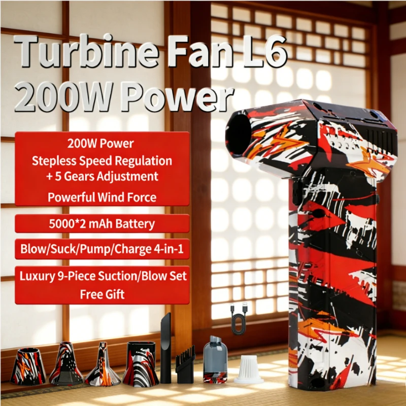 L6 200W High-Power Turbine Fan Car Wash Gun 4-in-1 Multifunction with Dual Battery 4 Accessories for Effective Cleaning
L6 200W High-Power Turbine Fan Car Wash Gun 4-in-1 Multifunction with Dual Battery 4 Accessories for Effective Cleaning