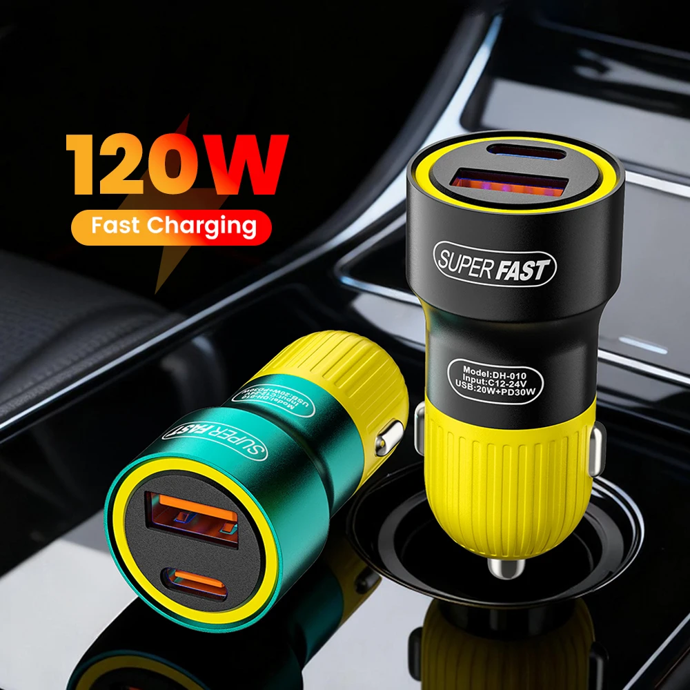 2-Port 120W Car Charger Fast Charging PD30W+QC20W Car Phone Charger Adapter for iphone 15 16 17 Samsung Huawei Xiaomi
2-Port 120W Car Charger Fast Charging PD30W+QC20W Car Phone Charger Adapter for iphone 15 16 17 Samsung Huawei Xiaomi