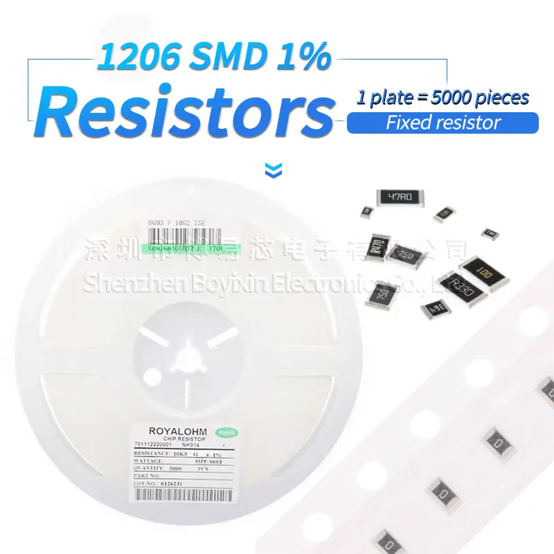 5000Pcs 1206 1% high precision chip esistors 1R 2R 3R 4R 5.6R 10R 20R 30R 40R 56R 68R 82R 0.1R 100R 220R 470R 1K 10K 20K 33K 82K
5000Pcs 1206 1% high precision chip esistors 1R 2R 3R 4R 5.6R 10R 20R 30R 40R 56R 68R 82R 0.1R 100R 220R 470R 1K 10K 20K 33K 82K