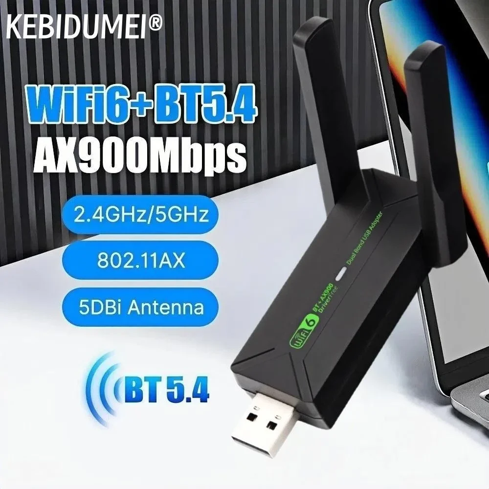 WiFi 6 AX900 USB Adapter Bluetooth 5.4 Dual Band 2.4G 5G Antennas WiFi6 USB Network Receiver Dongle Driver Free For Win 10/11
WiFi 6 AX900 USB Adapter Bluetooth 5.4 Dual Band 2.4G 5G Antennas WiFi6 USB Network Receiver Dongle Driver Free For Win 10/11