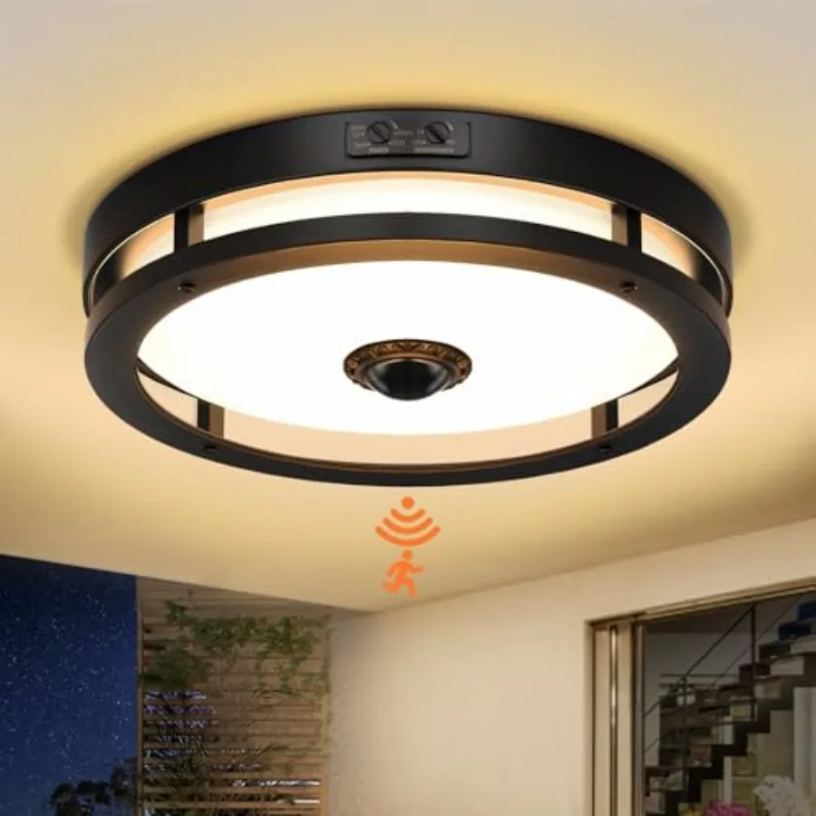 Outdoor Motion Sensor Flush Mount LED Light 12" Dusk to Dawn Porch Modern Black Exterior Light Ceiling Light Fixture for Farmho
Outdoor Motion Sensor Flush Mount LED Light 12" Dusk to Dawn Porch Modern Black Exterior Light Ceiling Light Fixture for Farmho