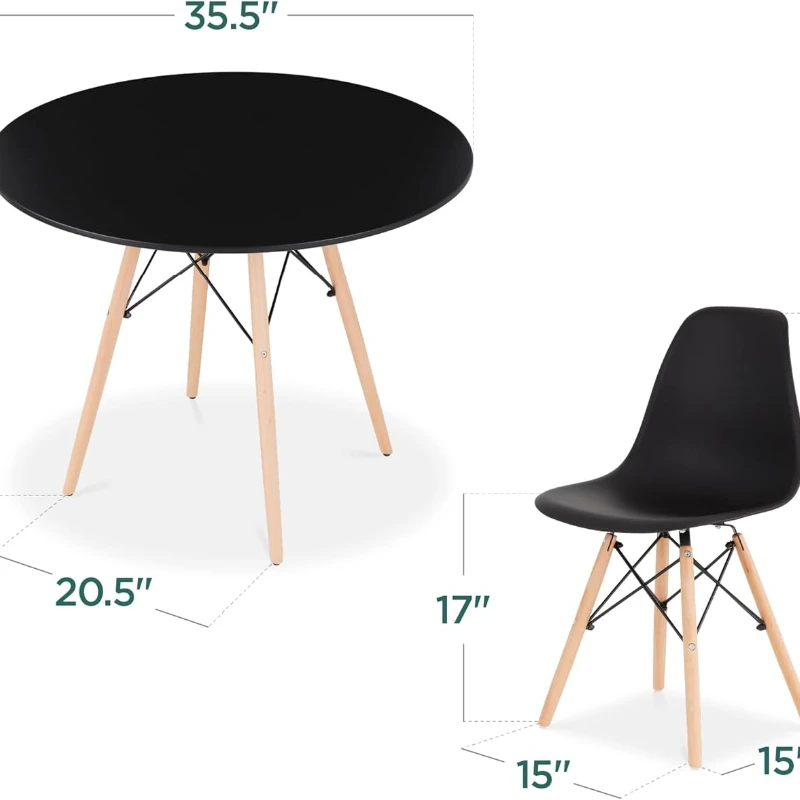 5-Piece Dining Set, Compact Mid-Century Modern Table & Chair Set for Home, Apartment w/ 4 Chairs, Plastic Seats
5-Piece Dining Set, Compact Mid-Century Modern Table & Chair Set for Home, Apartment w/ 4 Chairs, Plastic Seats