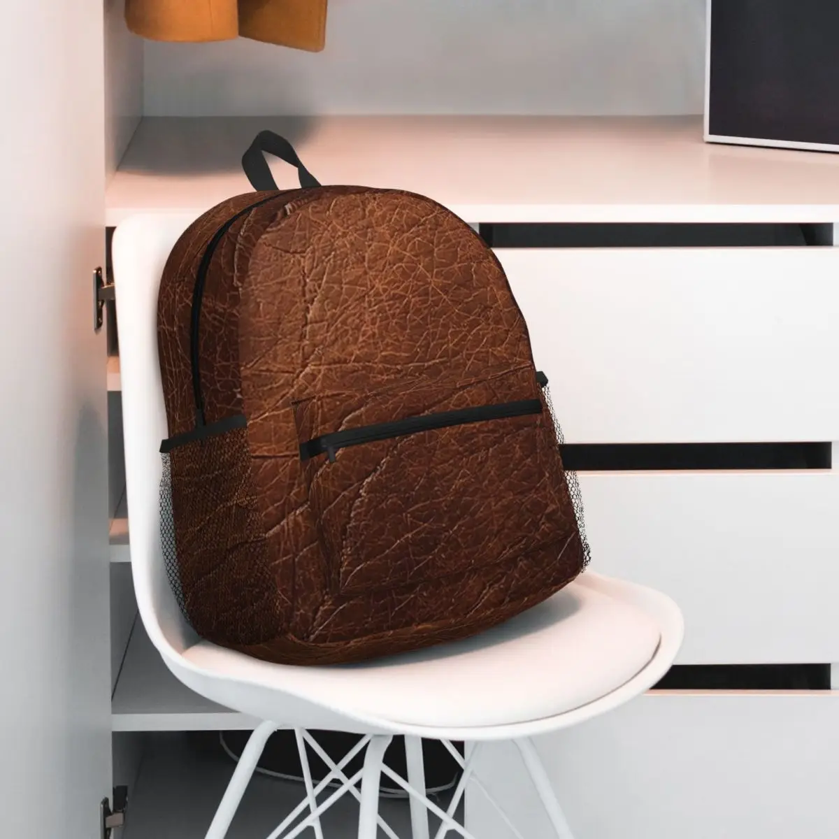 Vintage Brown Leather Surface Texture Backpack Student BookBag Kids School Bag Computer Shoulder Bags for Men Women
Vintage Brown Leather Surface Texture Backpack Student BookBag Kids School Bag Computer Shoulder Bags for Men Women