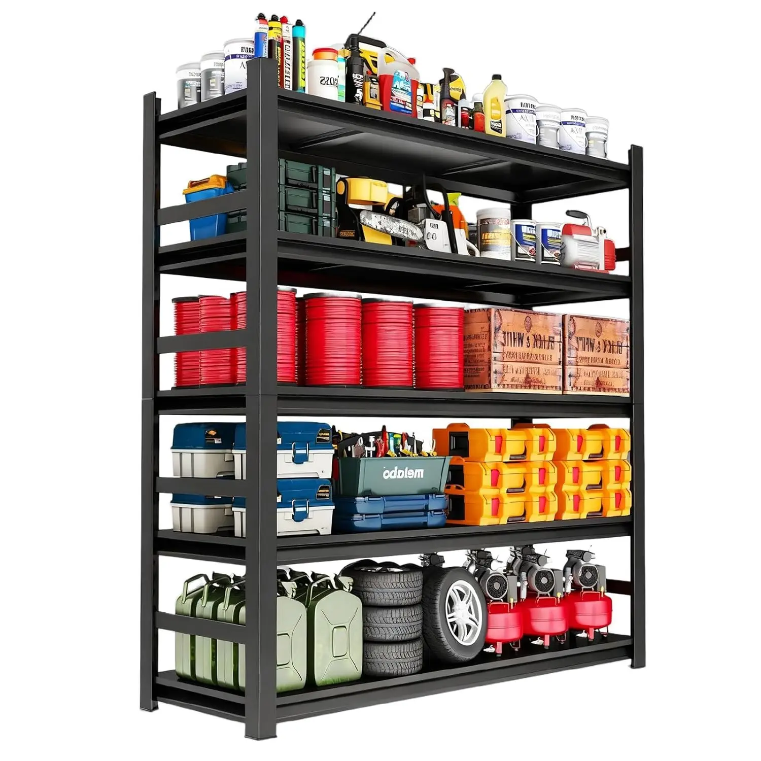 47" W Garage Shelves Heavy Duty 5-Tier, Garage Shelving Unit, Adjustable Metal Storage Shelf with Fences, Organizer, Customized
47" W Garage Shelves Heavy Duty 5-Tier, Garage Shelving Unit, Adjustable Metal Storage Shelf with Fences, Organizer, Customized