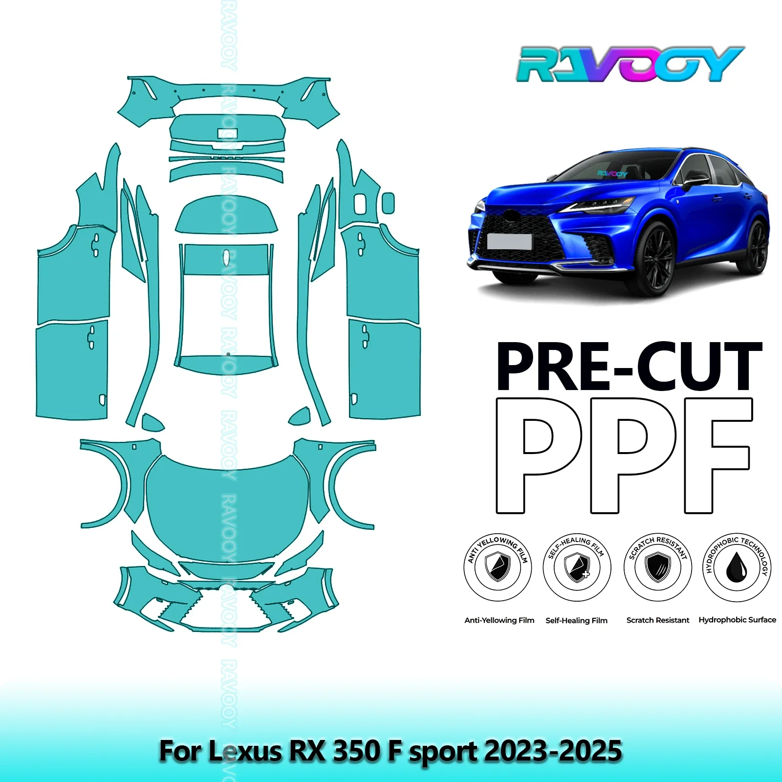 8.5Mil Full Vehicle Precut PPF Paint Protection Film For Lexus RX 350 F sport 2023-2025
8.5Mil Full Vehicle Precut PPF Paint Protection Film For Lexus RX 350 F sport 2023-2025