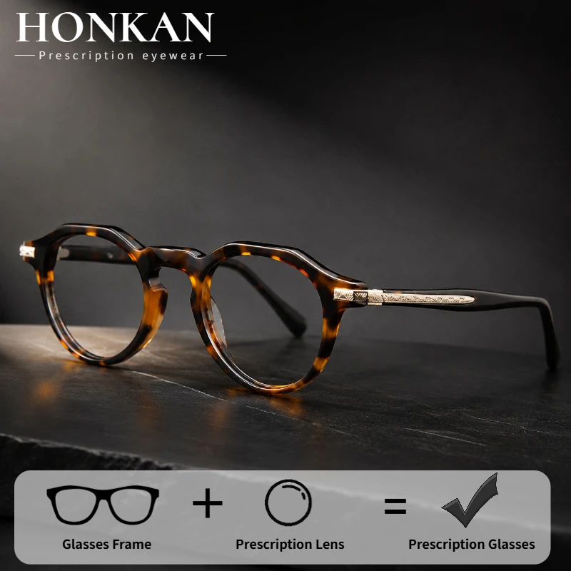 HONKAN Retro Tortoise Acetate Glasses Frame Vintage Designer Round Optical Eyeglasses Custom Prescription Myopia Reading Glasses
HONKAN Retro Tortoise Acetate Glasses Frame Vintage Designer Round Optical Eyeglasses Custom Prescription Myopia Reading Glasses