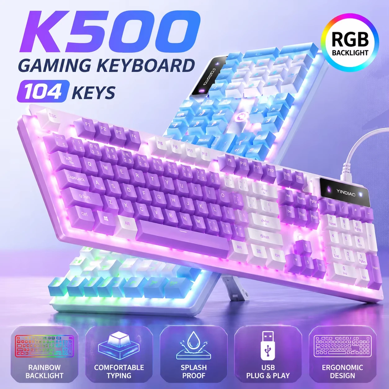Mechanical Feel Wired Waterproof Gaming Keyboard RGB Backlit Colorful E-Sports Keyboard For PC Computer Laptop Desktop Gamer
Mechanical Feel Wired Waterproof Gaming Keyboard RGB Backlit Colorful E-Sports Keyboard For PC Computer Laptop Desktop Gamer