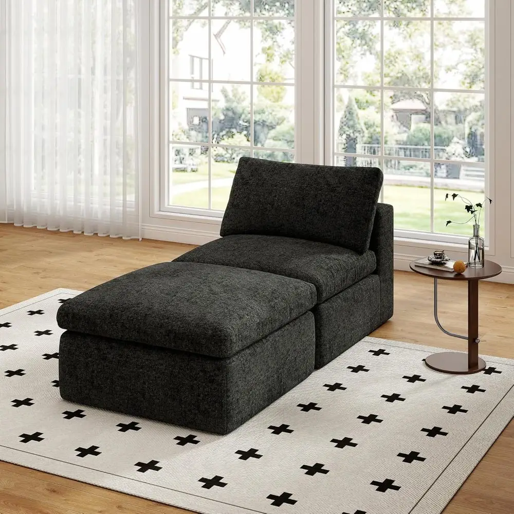 Memory Foam Ottoman Sofa with Accent Chair and Ottoman, Comfortable for Living Rooms and Small Spaces, Black
Memory Foam Ottoman Sofa with Accent Chair and Ottoman, Comfortable for Living Rooms and Small Spaces, Black