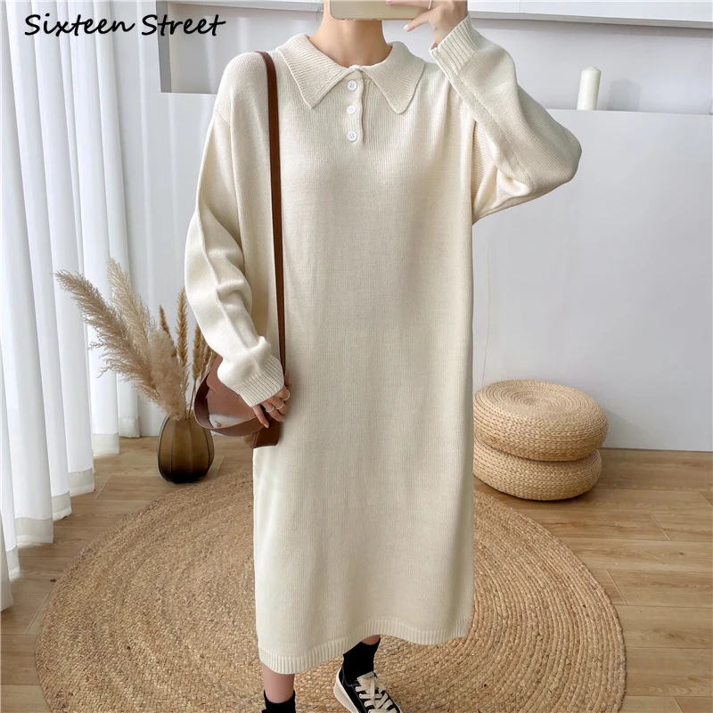 Apricot Oversized Knitted Dress Women Autumn Turn-down Collar Long Wool Dress Ladies Office Loose Sweater Vestidos Winter
Apricot Oversized Knitted Dress Women Autumn Turn-down Collar Long Wool Dress Ladies Office Loose Sweater Vestidos Winter