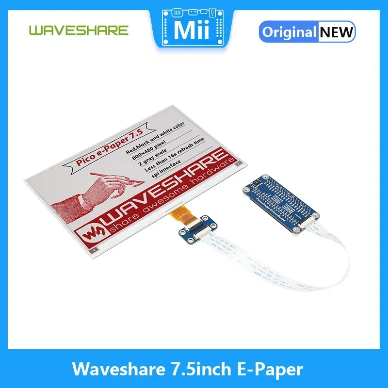 Raspberry Pi 7.5inch E-Paper E-Ink Display Module (B) For Pico, 800×480, Red / Black / White, SPI
Raspberry Pi 7.5inch E-Paper E-Ink Display Module (B) For Pico, 800×480, Red / Black / White, SPI