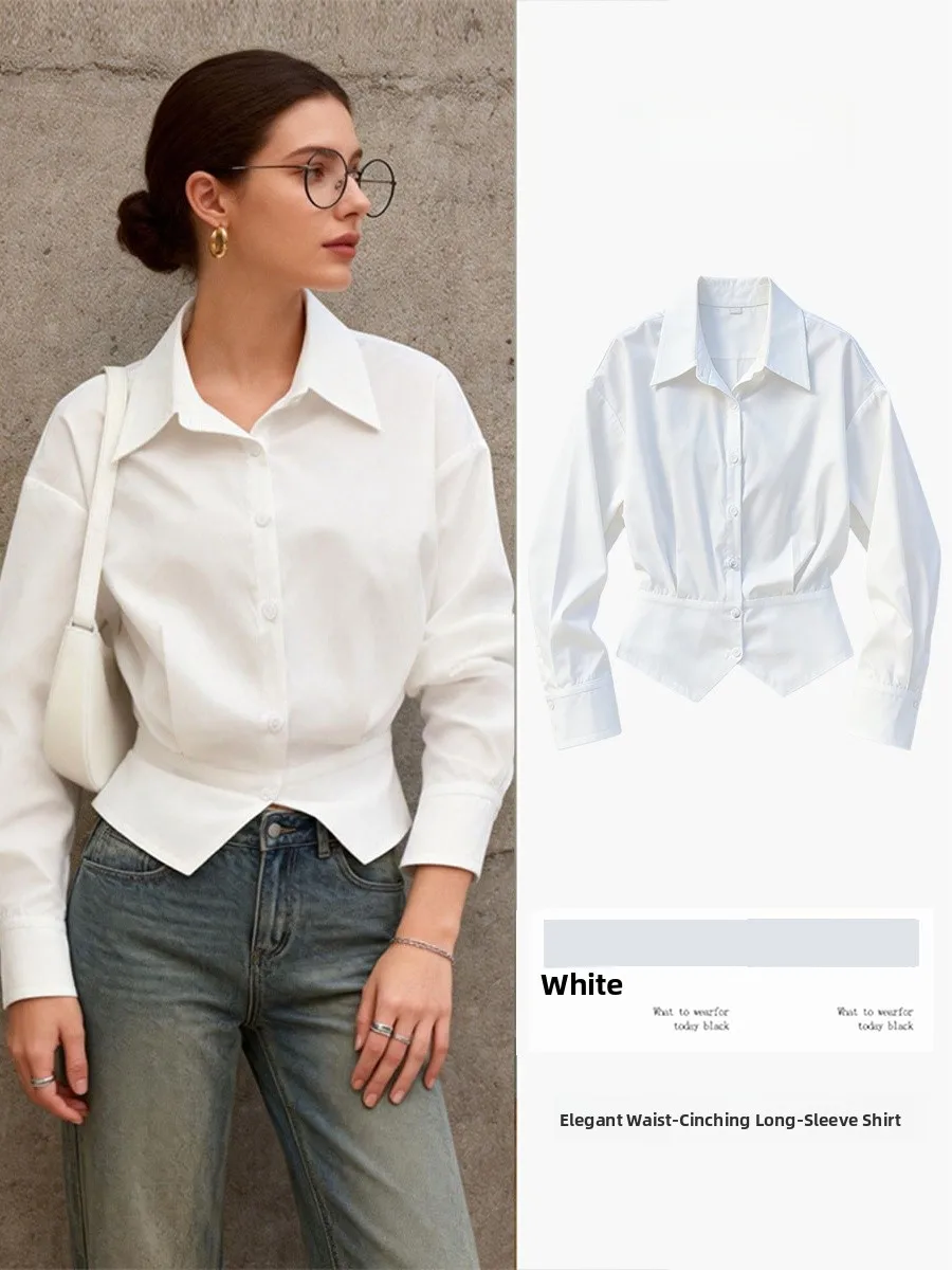 Professional Women's Shirt Slimming Commute Style White Waist-Cinched Design Spring Summer New Arrival Fashionable Top
Professional Women's Shirt Slimming Commute Style White Waist-Cinched Design Spring Summer New Arrival Fashionable Top