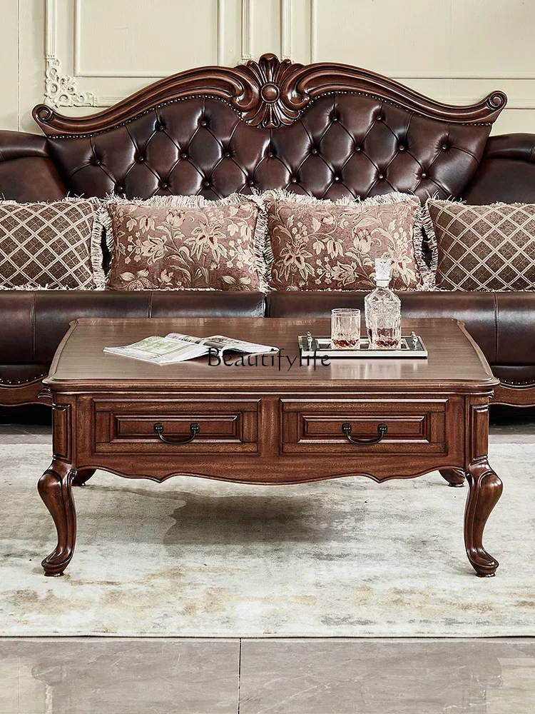 yj5 American Style Solid Wood Coffee Table Black Walnut Living Room Square Drawer Large Coffee Table
yj5 American Style Solid Wood Coffee Table Black Walnut Living Room Square Drawer Large Coffee Table