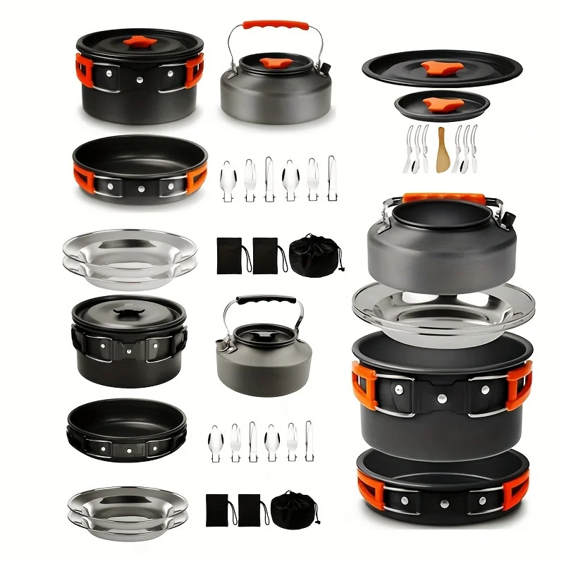 Kettle Set Pot for 2-3 People Camping Pot and Frying Pan Outdoor Camping Cookware Portable Combination Pot Set Camping Tableware, Easy to Carry and Space-saving, Cookware, Frying Pan, Kettle, Two Sets of Cutlery, Foldable Storage
Kettle Set Pot for 2-3 People Camping Pot and Frying Pan Outdoor Camping Cookware Portable Combination Pot Set Camping Tableware, Easy to Carry and Space-saving, Cookware, Frying Pan, Kettle, Two Sets of Cutlery, Foldable Storage