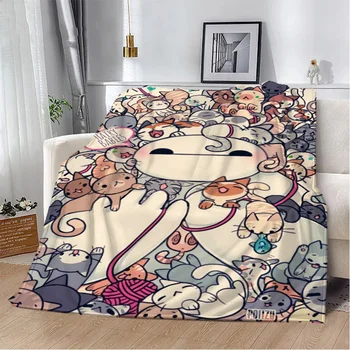 Cute Illustration Soft Blanket King Size Beach Towel Thermal Blankets for Bed Throw Fluffy Plaid Luxury Bedding Home Interior