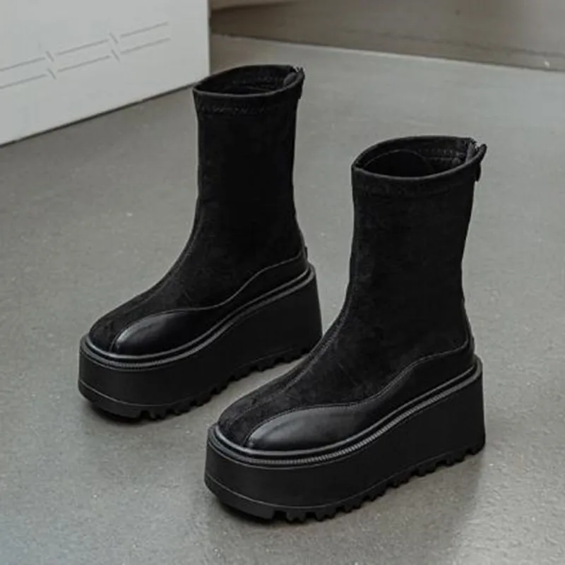 Fashion 8cm Spring Autumn Winter Mid Calf Booties Shoes Heel Zip Genuine Leather Women Ankle Warm Boots Platform Motorcycle Boot
Fashion 8cm Spring Autumn Winter Mid Calf Booties Shoes Heel Zip Genuine Leather Women Ankle Warm Boots Platform Motorcycle Boot