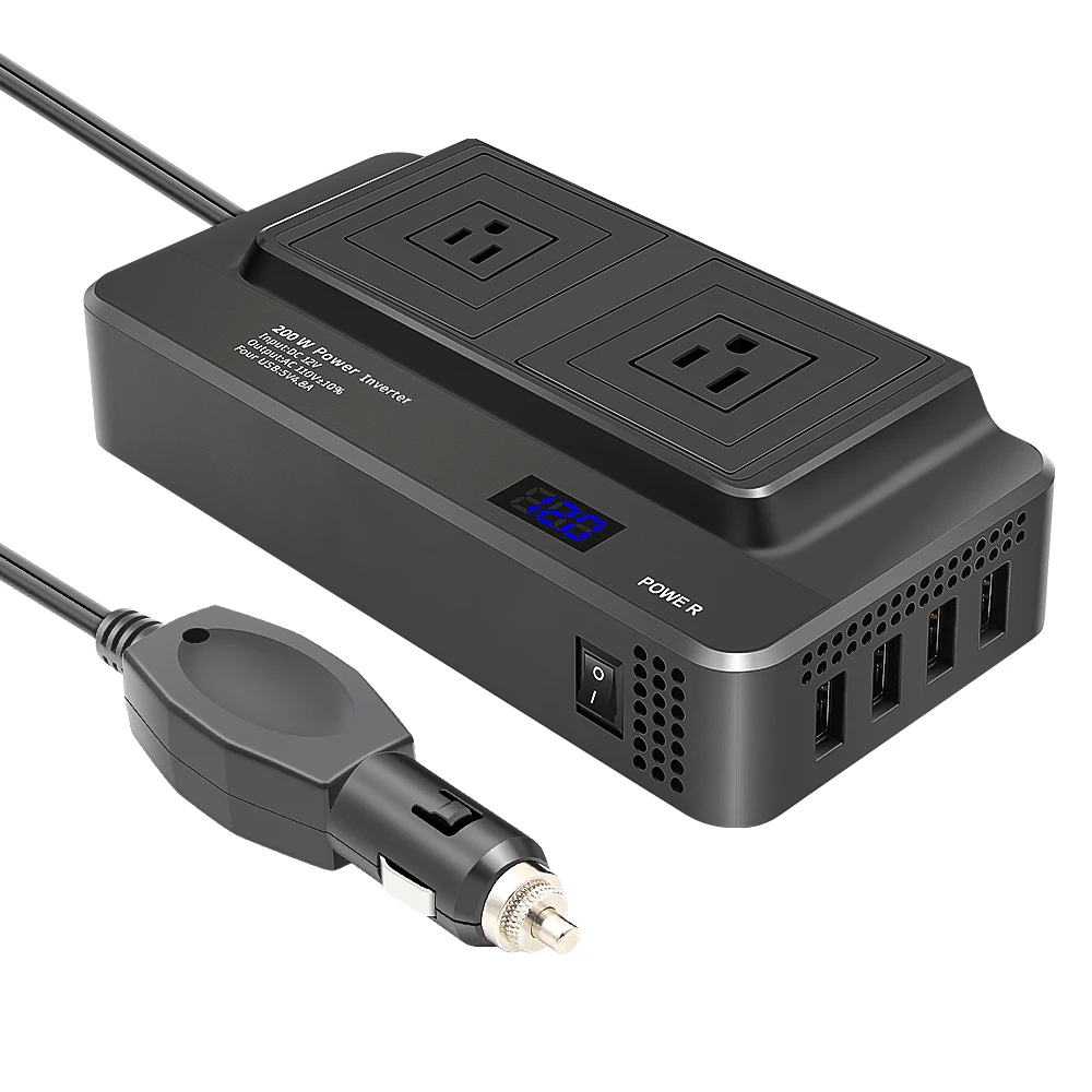 Розетка США, 2 розетки переменного тока, 4 порта USB, зарядное устройство, модифицированная синусоидальная волна, 200 Вт, инвертор постоянного тока от 12 В до переменного тока, 110 В, автомобильное инверторное зарядное устройство
Розетка США, 2 розетки переменного тока, 4 порта USB, зарядное устройство, модифицированная синусоидальная волна, 200 Вт, инвертор постоянного тока от 12 В до переменного тока, 110 В, автомобильное инверторное зарядное устройство