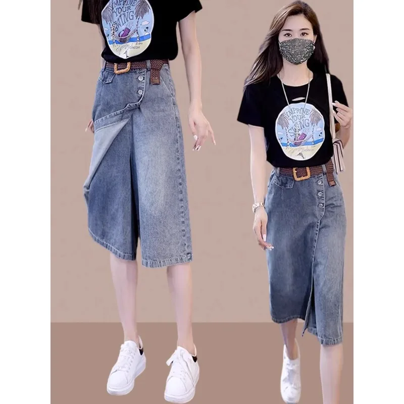 High Waist Wide Leg Seven Inch Jeans Skirt for Women Pear ape Body Slimming Loose Fit Autumn New Sle Denim Skirt
High Waist Wide Leg Seven Inch Jeans Skirt for Women Pear ape Body Slimming Loose Fit Autumn New Sle Denim Skirt