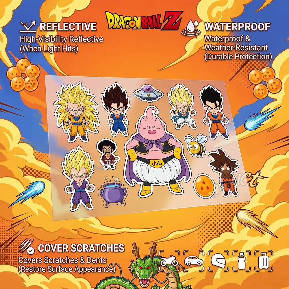 DRAGON BALL Goku Vegeta Multi Scene Waterproof Reflective Scratch Cover Stickers Fit Auto Motorcycle Helmet Refrigerator
DRAGON BALL Goku Vegeta Multi Scene Waterproof Reflective Scratch Cover Stickers Fit Auto Motorcycle Helmet Refrigerator
