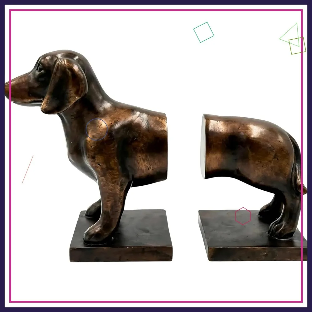 Dark Copper Dachshund Bookends, Rustic Vintage Dog Statue Home Decor, Heavy Duty Wiener Dog Book Stoppers
Dark Copper Dachshund Bookends, Rustic Vintage Dog Statue Home Decor, Heavy Duty Wiener Dog Book Stoppers