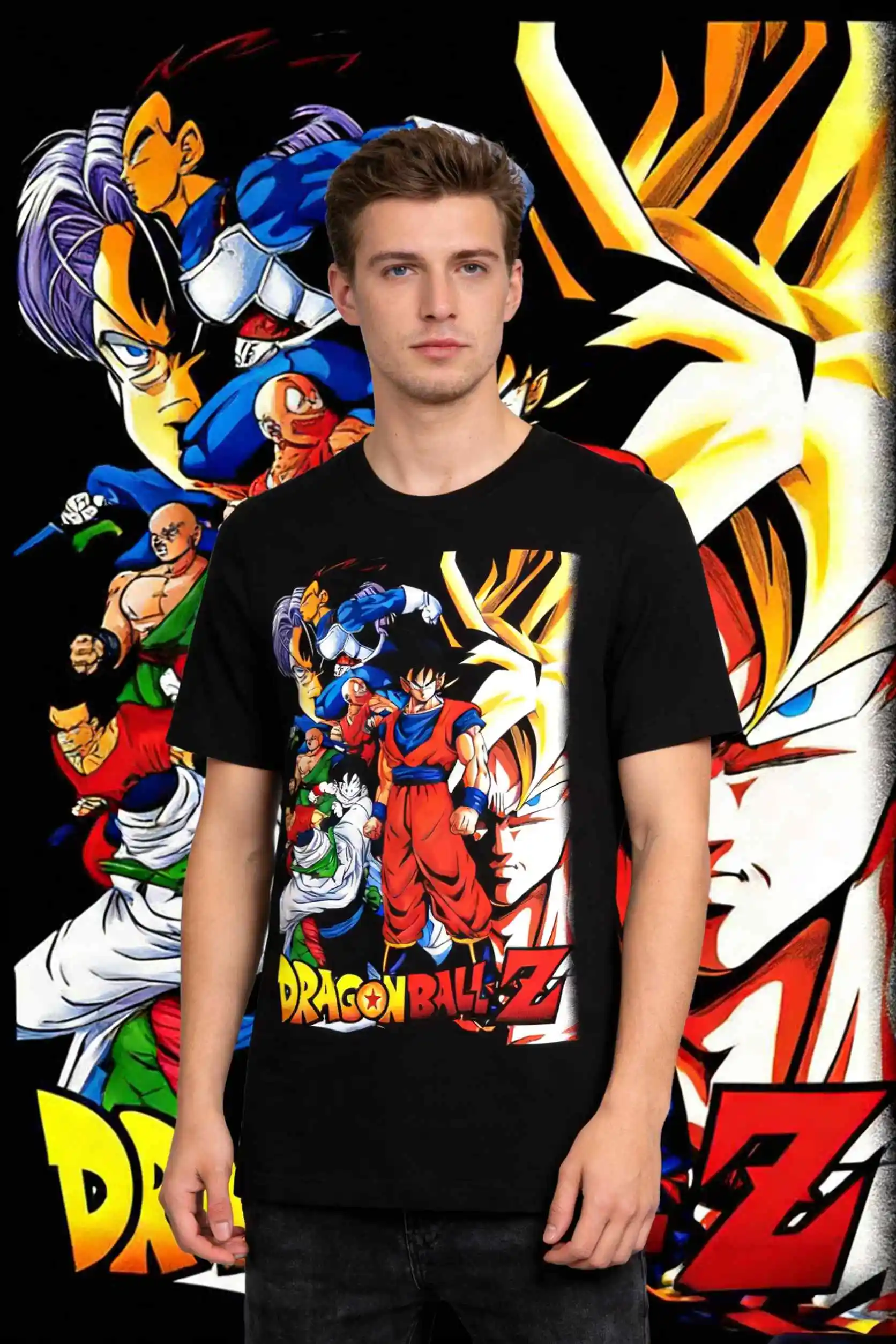 Мужская винтажная футболка из чистого хлопка с принтом Dragon Ball (Гоку и команда), летняя коллекция 2026, повседневная, свободного кроя, спортивная, с коротким рукавом
Мужская винтажная футболка из чистого хлопка с принтом Dragon Ball (Гоку и команда), летняя коллекция 2026, повседневная, свободного кроя, спортивная, с коротким рукавом