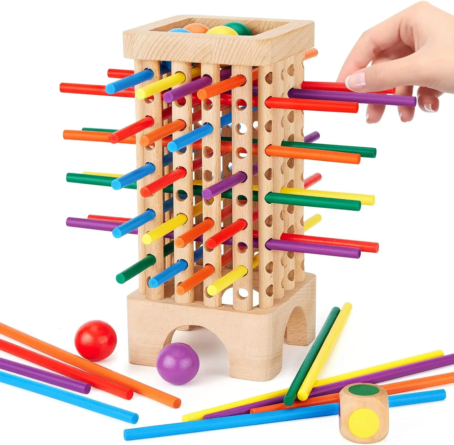 Wooden Board Game with 42 Colorful Sticks & Dice, Math Learning Toy for Kids Ages 3-6, Family Travel Activity
Wooden Board Game with 42 Colorful Sticks & Dice, Math Learning Toy for Kids Ages 3-6, Family Travel Activity