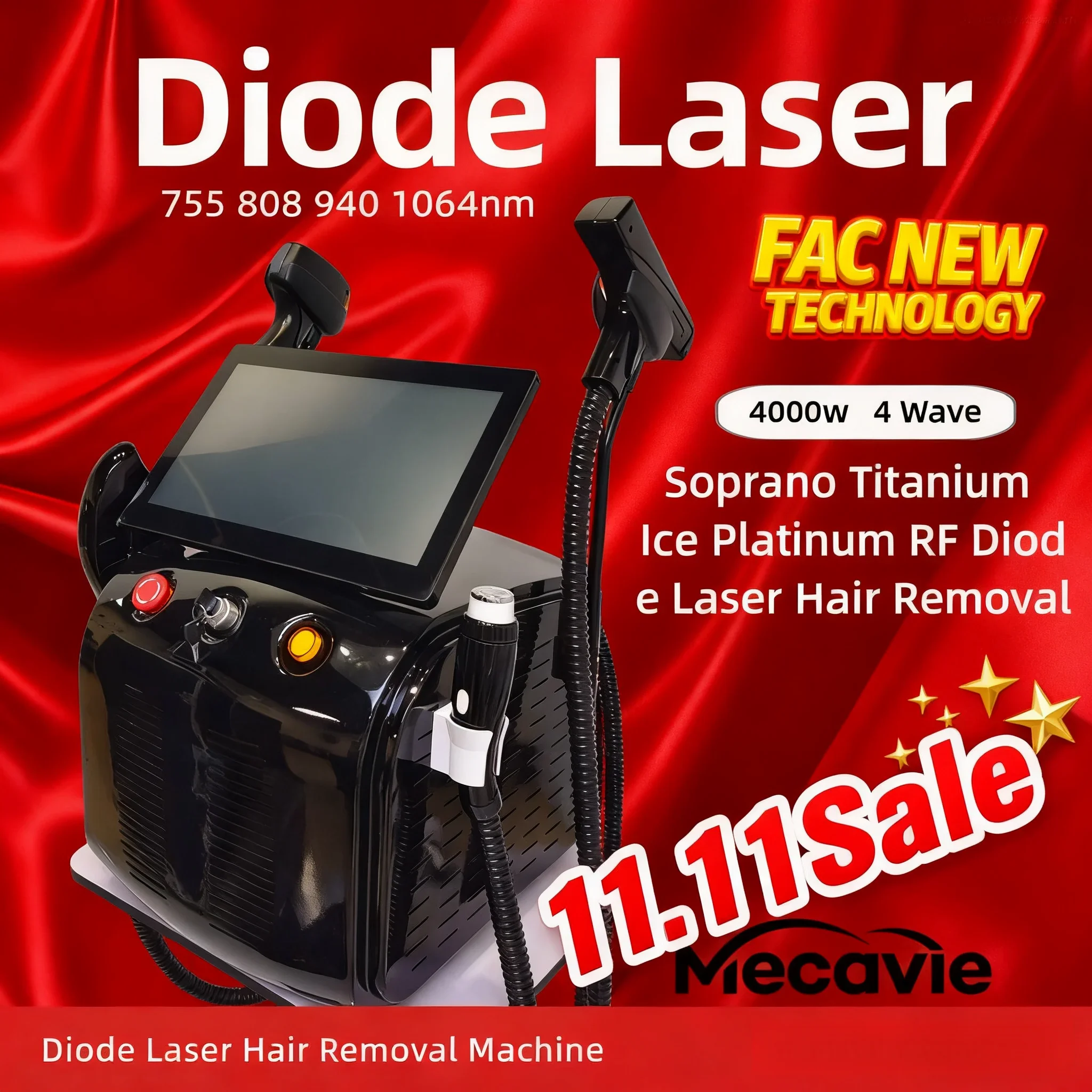 11.11 Sale 4000W 4-in-1 Diode Laser 4 Wavelength Hair and Tattoo Removal Machine Skin Tightening Photorejuvenation Salon Special
11.11 Sale 4000W 4-in-1 Diode Laser 4 Wavelength Hair and Tattoo Removal Machine Skin Tightening Photorejuvenation Salon Special
