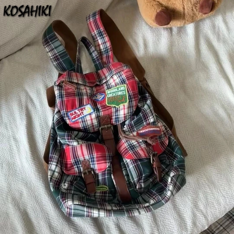 Vintage Plaid Casual Contrast Color Backpacks Preppy Streetwear Fashion Women's Bags Y2k Students Retro Ins All Match Schoolbags
Vintage Plaid Casual Contrast Color Backpacks Preppy Streetwear Fashion Women's Bags Y2k Students Retro Ins All Match Schoolbags