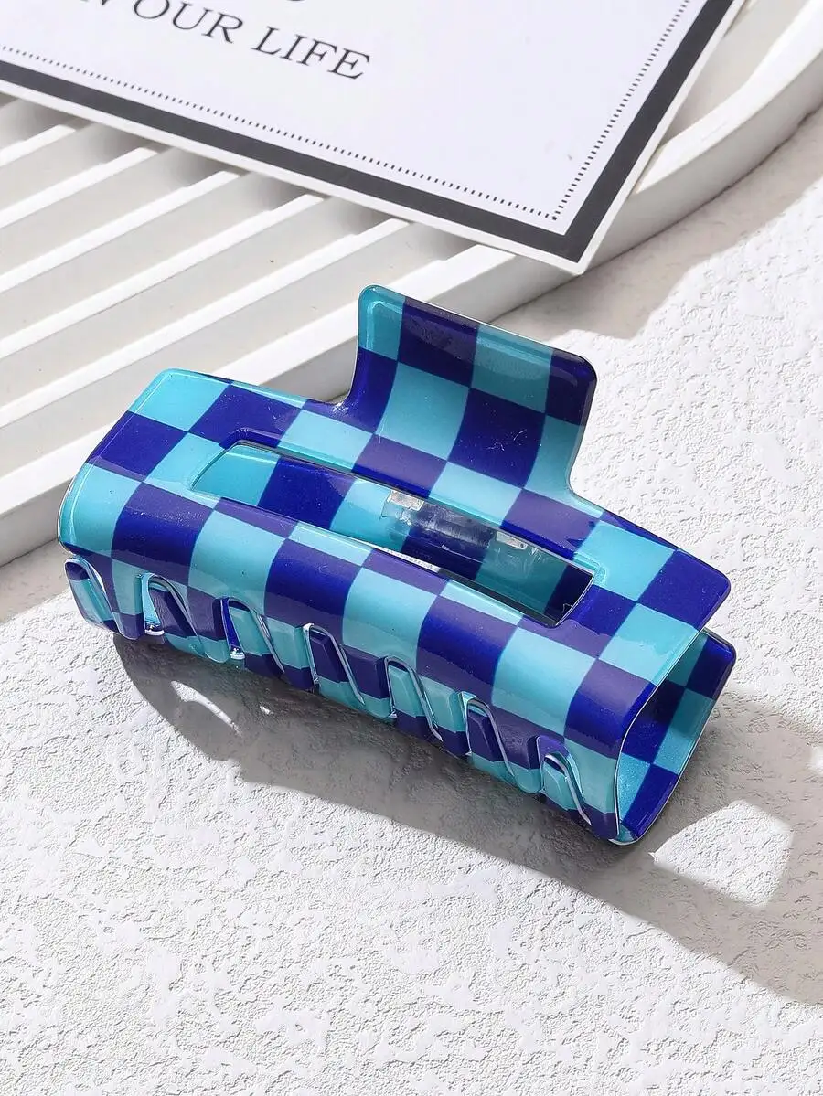 Large Square Hair Claw Clip Blue Checkerboard Pattern Non-Slip Fashion Accessory
Large Square Hair Claw Clip Blue Checkerboard Pattern Non-Slip Fashion Accessory
