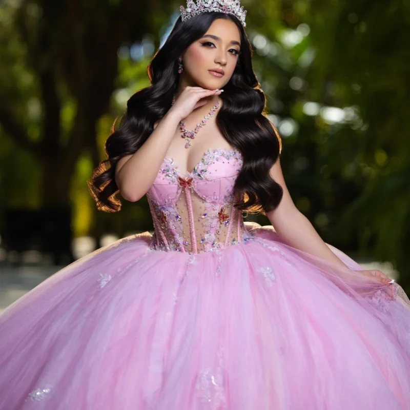 Pink Quinceanera Dress off-shoulder Sequins Flower Crystal Decal Lace Long tail vestidos de 15 Quinceanera Customize
Pink Quinceanera Dress off-shoulder Sequins Flower Crystal Decal Lace Long tail vestidos de 15 Quinceanera Customize