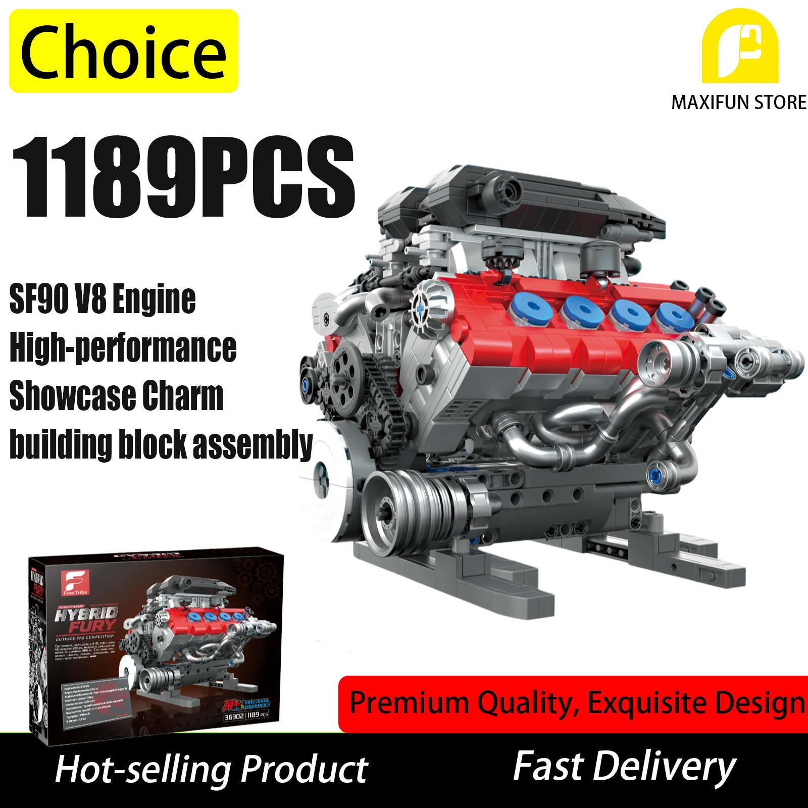 1189PCS V8 SF90 Engine Building Block Set Assembly ornament Battery Powered Christmas Holiday Gift for Boys
1189PCS V8 SF90 Engine Building Block Set Assembly ornament Battery Powered Christmas Holiday Gift for Boys