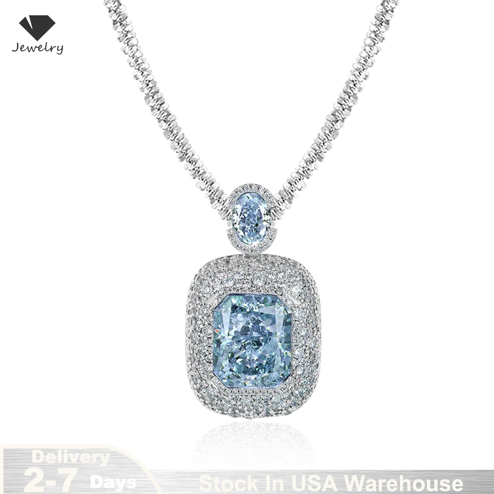 Emerald Cut Created Blue Sapphire 925 Sterling Silver Pendant Necklace for Women Gemstone Fine Jewelry Choker Colar de Prata
Emerald Cut Created Blue Sapphire 925 Sterling Silver Pendant Necklace for Women Gemstone Fine Jewelry Choker Colar de Prata 