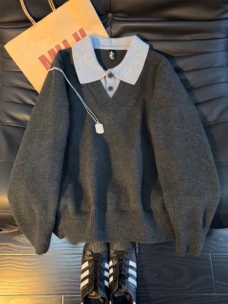 Мужской вязаный свитер-двойка в американском винтажном стиле, повседневный, свободного кроя, с длинным рукавом, для отдыха, модный, в качестве внутреннего слоя
Мужской вязаный свитер-двойка в американском винтажном стиле, повседневный, свободного кроя, с длинным рукавом, для отдыха, модный, в качестве внутреннего слоя