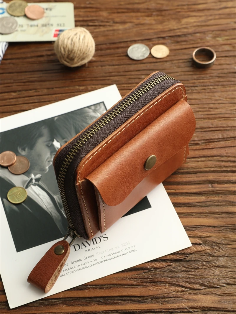 Retro Handmade First Layer Cowhide Short Wallet Men's Genuine Leather inside and outside Zipper Coin Purse Skeleton-Skin
Retro Handmade First Layer Cowhide Short Wallet Men's Genuine Leather inside and outside Zipper Coin Purse Skeleton-Skin