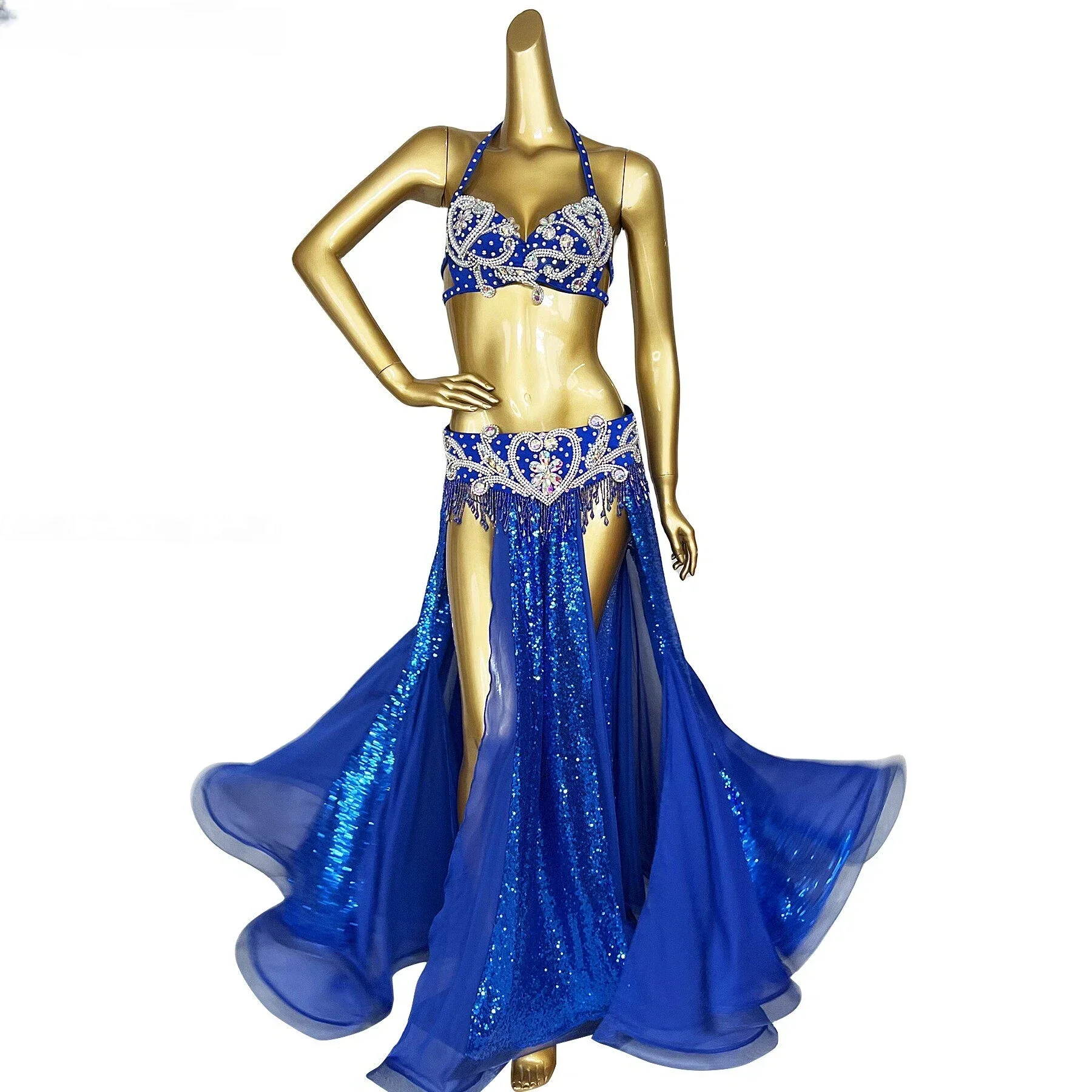 Women Handmade Beaded Belly Dance Competition Costume 3ps Set Bra Long Skirt Belt Oriental Indian Dance Performance Stage Outfit
Women Handmade Beaded Belly Dance Competition Costume 3ps Set Bra Long Skirt Belt Oriental Indian Dance Performance Stage Outfit