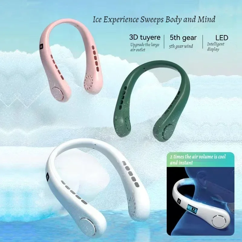 USB Rechargeable for Work Travel Sport Portable Hands free Bladeless Hanging Neck Fans with Screen Display and 5 Speeds Levels,
USB Rechargeable for Work Travel Sport Portable Hands free Bladeless Hanging Neck Fans with Screen Display and 5 Speeds Levels,
