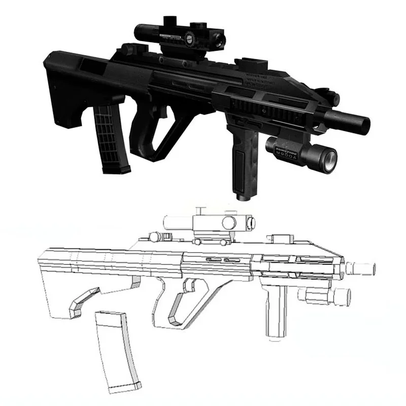 80 см штурмовая винтовка AUG-A3, 3D бумажная модель, оружие, пазлы, игрушка ручной работы из бумаги
80 см штурмовая винтовка AUG-A3, 3D бумажная модель, оружие, пазлы, игрушка ручной работы из бумаги
