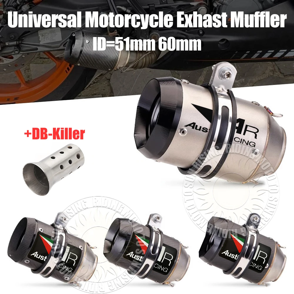 51mm 60mm Universal AR Motorcycle Exhaust Muffler Escape Titanium Alloy Carbon Fiber Exhaust Tail Pipe Modifiction Accessories
51mm 60mm Universal AR Motorcycle Exhaust Muffler Escape Titanium Alloy Carbon Fiber Exhaust Tail Pipe Modifiction Accessories
