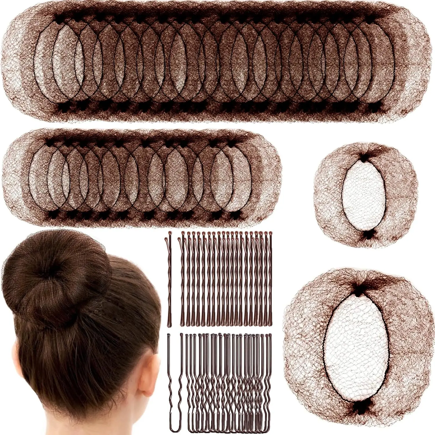 130pcs Hair Nets for Buns, 30 Dance HairNets (20" & 12"), Invisible, 100 Bobby Pins, Brown Bun Accessories
130pcs Hair Nets for Buns, 30 Dance HairNets (20" & 12"), Invisible, 100 Bobby Pins, Brown Bun Accessories