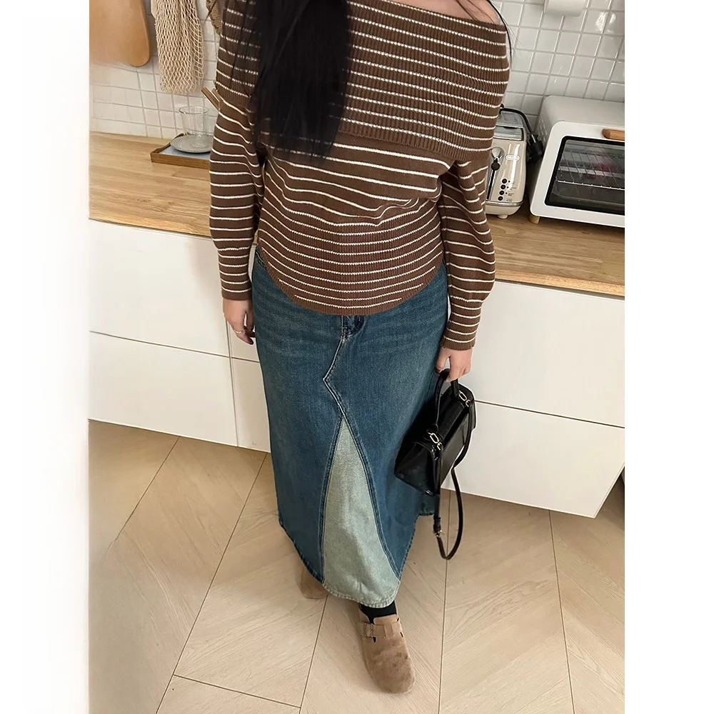 NINI ONE Korean Style Lazy Denim A-Line Skirt Retro Patchwork Slimming Design High Waist Cotton Blend Casual Skirt
NINI ONE Korean Style Lazy Denim A-Line Skirt Retro Patchwork Slimming Design High Waist Cotton Blend Casual Skirt