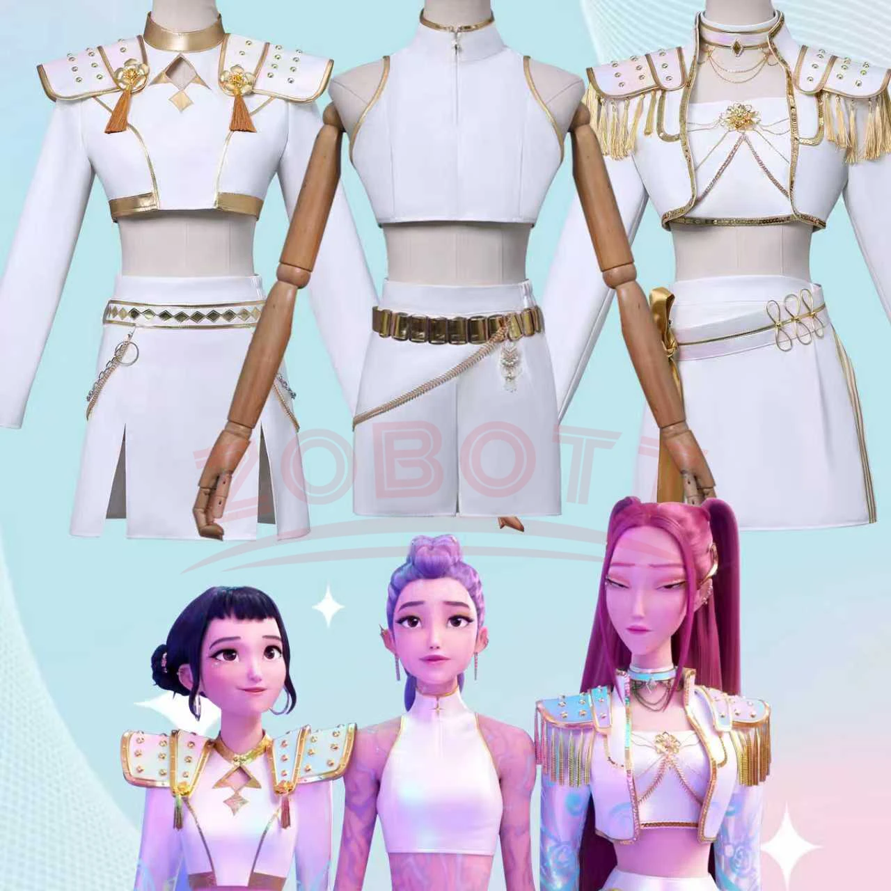 Kpop Rumi Zoey Mira Cosplay Costume Dress White Leather Unifrom Skirt Halloween Carnival Party Comic-con Role Playing Outfits
Kpop Rumi Zoey Mira Cosplay Costume Dress White Leather Unifrom Skirt Halloween Carnival Party Comic-con Role Playing Outfits