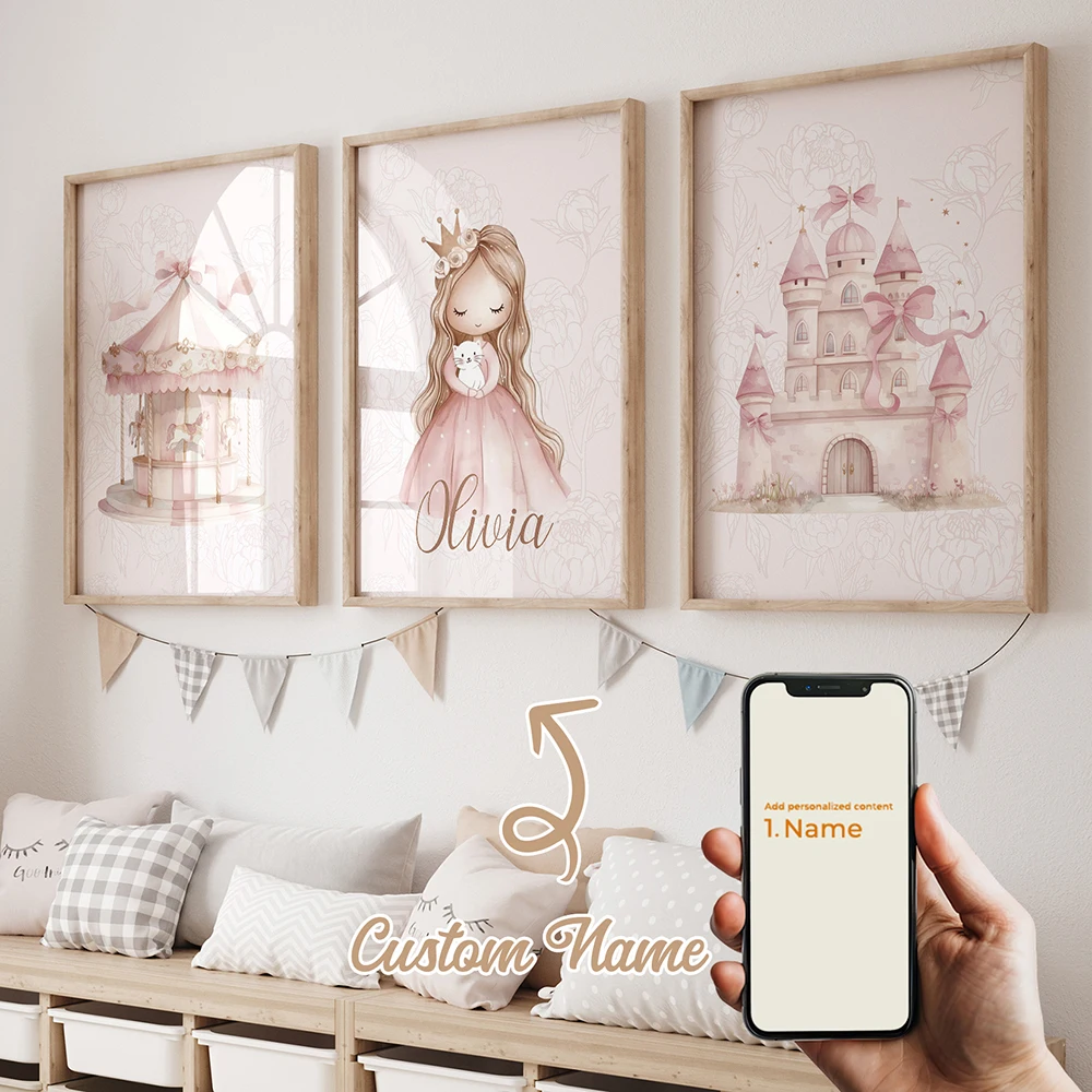 Modern Personalized Name Custom Pink Castle Carousel Wall Art Print Canvas Painting Poster Picture For Kids Room Home Decor
Modern Personalized Name Custom Pink Castle Carousel Wall Art Print Canvas Painting Poster Picture For Kids Room Home Decor
