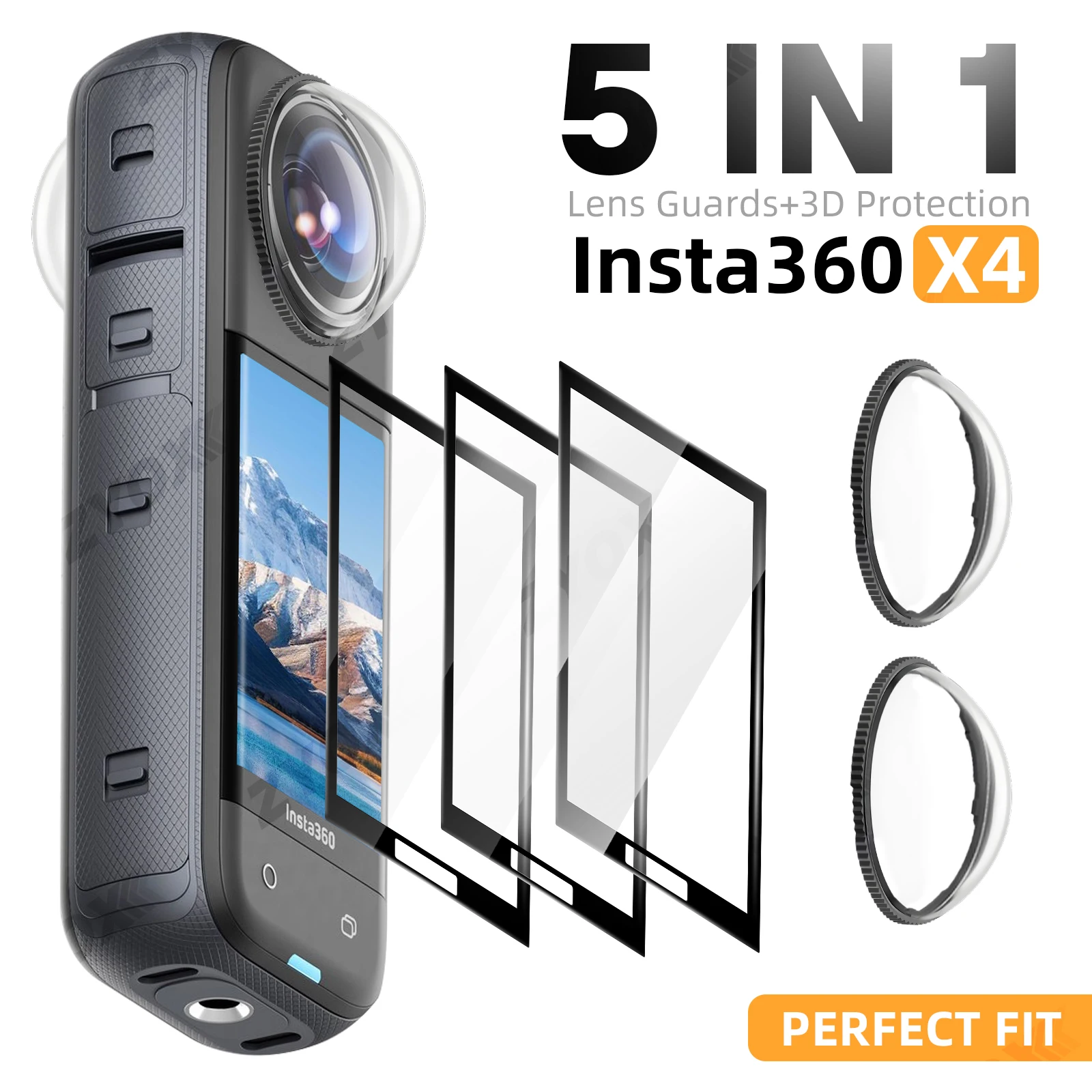 For Insta360 X4 Lens Guard + Screen Protector Anti-scratch Protective Film for Insta 360 X4 Lens Protector Accessories Kit
For Insta360 X4 Lens Guard + Screen Protector Anti-scratch Protective Film for Insta 360 X4 Lens Protector Accessories Kit