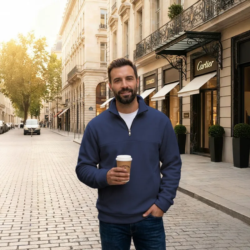 Men's Olive Green Quarter Zip Fleece Pullover Casual Long Sleeve Stand Collar Sweatshirt for Outdoor Daily Wear
Men's Olive Green Quarter Zip Fleece Pullover Casual Long Sleeve Stand Collar Sweatshirt for Outdoor Daily Wear