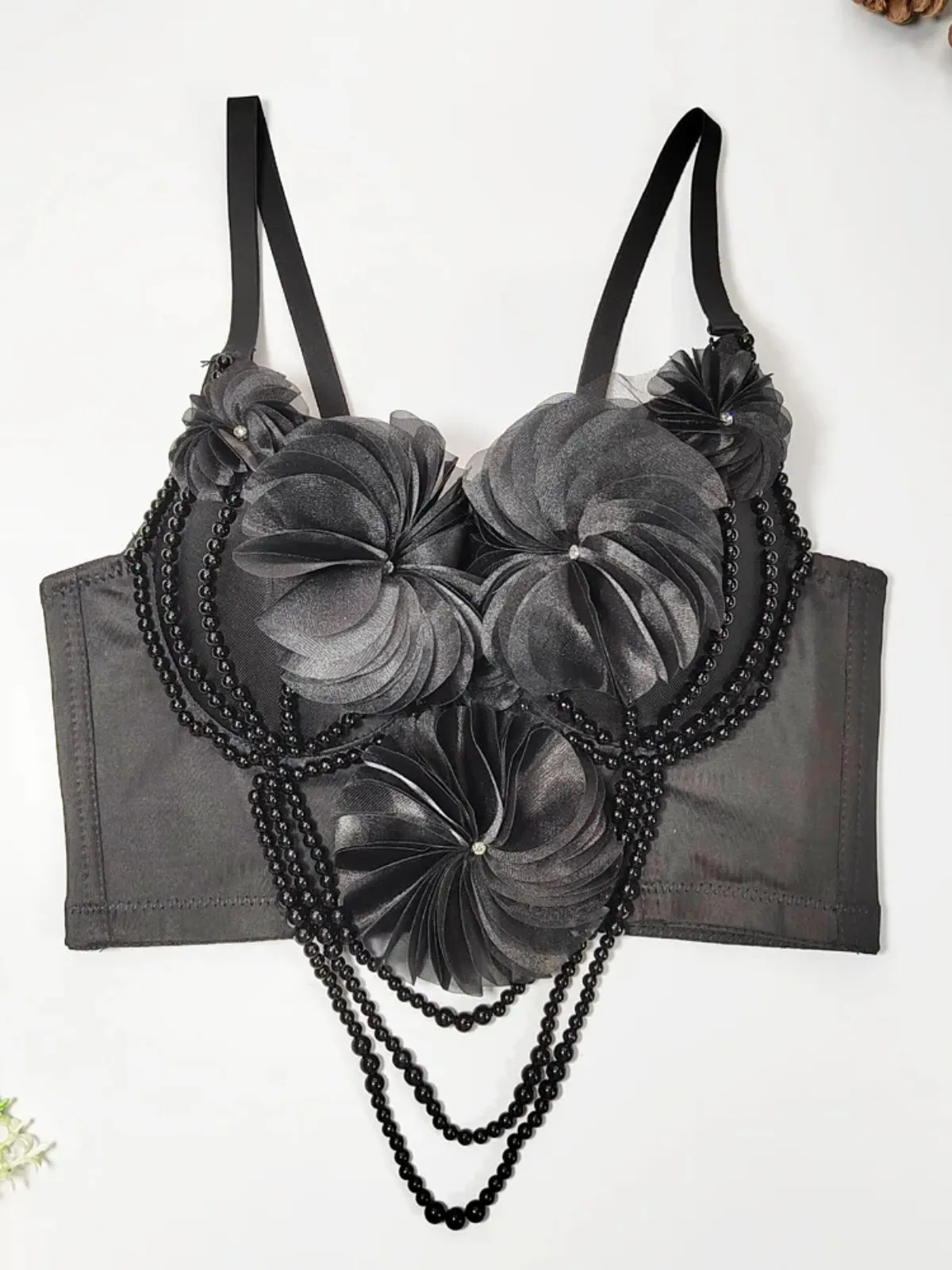 ssTss Women Sweet 3D Flowers Decoration Beading Corset Bustier Bra Solid Color Skinny Push Up Bralet Sexy Club Party Cropped Top
ssTss Women Sweet 3D Flowers Decoration Beading Corset Bustier Bra Solid Color Skinny Push Up Bralet Sexy Club Party Cropped Top
