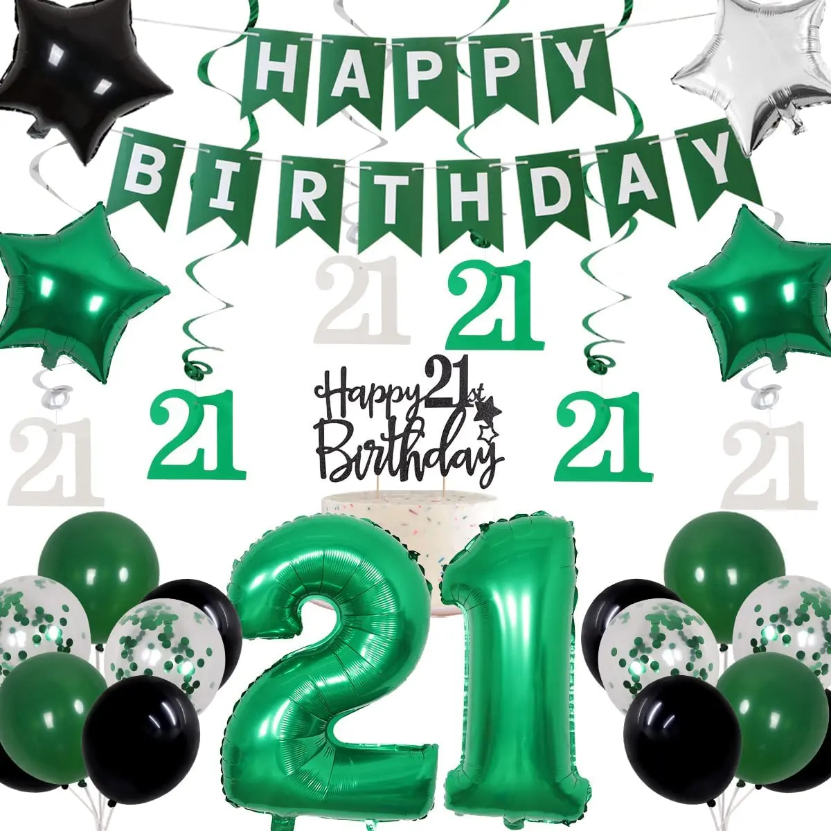 Cheereveal Green 21st Birthday Party Decorations Number 21 Foil Balloon Hanging Swirls for 21 Year Old Birthday Party Supplies
Cheereveal Green 21st Birthday Party Decorations Number 21 Foil Balloon Hanging Swirls for 21 Year Old Birthday Party Supplies